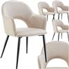 tectake® Set Sedie Sala da Pranzo Eleganti in Velluto con Gambe in Acciaio, Sedia da Cucina Ergonomiche e Antiscivolo, Ideali per Sala da Pranzo e Soggiorno, Capacità 120 kg - 4 Sedie - Crema