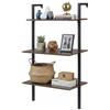 KOMFOTTEU Libreria da Parete a 3 Livelli, Mensola da Muro Industriale con Struttura in Metallo, Libreria Scaffale Salvaspazio in Legno per Soggiorno e Camera da Letto, 53,5 x 29,5 x 96 cm (Marrone)