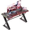 Xyphren Scrivania Gamer 120 x 55 cm con LED, scrivania da gioco a forma di Z spessa, rivestimento in fibra di carbonio, scrivania per PC Gamer facile da montare, nero in fibra di carbonio