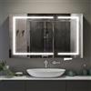 Luxstein Armadietto a specchio da bagno con illuminazione e presa, 80 x 60 x 15 cm, con 3 colori di luce LED dimmerabili, 2 ante, scomparto carta, ripiano regolabile, anti-appannamento, montaggio a parete