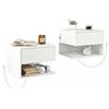 HOMCOM Set 2 Comodini Camera da Letto Sospesi 46x30x30 cm Bianco