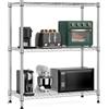 M MZG Scaffalatura Metallica a 3 Ripiani, Portata fino a 340,5 kg, Scaffale Multiuso per Cucina, Dispensa, Ripostiglio, Lavanderia, Garage, Balcone e Ufficio, Cromato, 35×75×90,2 cm