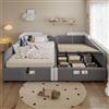 Rosebibi Letto imbottito, 90 x 200 cm, letto combinato per bambini, letto idraulico con spazio di archiviazione, recinzione morbida rialzata, custodia all'estremità dei piedi del letto, velluto+compensato
