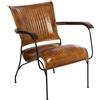 ATMOSPHERA CREATEUR D'INTERIEUR Atmosphera - Poltrona Hoper Cognac - L 71 x P 65 x H 73 cm - Pelle, braccioli in legno di mango, stile industriale - Per soggiorno, ufficio