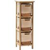 EMPOTEC Cassettiera Comò Multiuso in Legno Naturale, Cassetti, Salvaspazio, per Bagno, Cucina e Sala, Uso Interno ed Esterno (3 ceste 25x25x77)