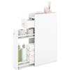 LIFEZEAL Mobiletto Bagno Salvaspazio, Stretto, 18x40x70cm, con Cassetto, Porta Carta Igienica, Scaffale Scorrevole con Ruote, Armadietto Bagno, Carrello, Piccolo, Moderno, in Legno (bianco)