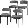 ML DESIGN modern living ML-Design Set di 4 Sedie per Sala da Pranzo Sedia da Cucina in Tessuto Teddy Grigio Poltroncina da Soggiorno con Schienale Poltrona Imbottite con Gambe in Metallo Nero Sedie Lounge Ergonomiche