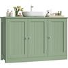 FOREHILL Largo 90 cm Mobile Sottolavabo per Bagno, Mobiletto Bagno con 3 Ante, Mobile Sottolavabo Grande a Ripiani Regolabili e Rimovibili, Scanalatura a Forma di U, 90x30x61.8 cm (Verde)