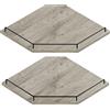 JJL Mensola Angolare da Parete Esagonale in Legno 2 Livelli 30 cm, Rustica con Recinzione, Mensole da Parete Grigie con Venature Naturali, per Appartamento Camera da Letto