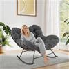 GIANTEX Sedia a Dondolo Oversize, Sedia a Dondolo da Esterno a Forma di Uovo con Cuscino Spesso, Poltrona dondolo esterno/Interno, Carico 205 kg, per Soggiorno, Giardino, Terrazza(Grigio)