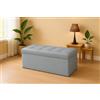 GX GARGIX Pouf, Panca Imbottita con Vano Contenitore Baule Trapuntato in Ecopelle VARI COLORI ELEGANTE (GGLES-3/Grigio scuro)