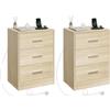 WOLTU Set di 2 Comodini, Comodini con Stazione di Ricarica, con 3 Cassetti, Rovere Chiaro, per Soggiorno Camera da Letto Studio, 39x28.5x54.5cm