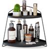 Puricon Organizer Bagno a 2 livelli in Legno, Organizer Porta Trucchi Dkincare Creme Profumi -Nero 1Pezzi