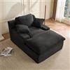 Litbird Divano Lounge 160 cm con Braccioli, Velluto a Coste (Nero)