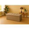 GX GARGIX Pouf, Panca Imbottita con Vano Contenitore Baule Trapuntato in Ecopelle VARI COLORI ELEGANTE (Les-8 Tortora)