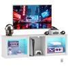 HOMCOM Mobile TV LED RGB mobile TV legno panca TV fino a 70 pollici con ripiani in vetro regolabili, 5 nicchie, passacavi e telecomando per soggiorno, camera da letto, dim. 160 x 35 x 52 cm, bianco