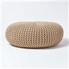 Homescapes cestino portaoggetti rotondo intrecciato in maglia bianco sporco 100% cotone, cotone, beige, Pouf Rond 70 x 23 cm