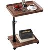 BOODPET Tavolino Laterale Regolabile con Ruote, Altezza 45-80 cm, Piano MDF Effetto Legno Noce, Rotante a 360°, Struttura in Metallo Robusta, per Divano, Letto, Poltrona, Lettura, Lavoro, Bevande