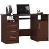 AKORD | Scrivania per PC Ana con Ripiano Per Tastiera | Scrivania per ufficio | Tavolo per computer | 3 cassetti | L124 x A74 x P52 cm, 45 kg | Wenge