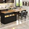 Ligterra Tavolo da bar allungabile, tavolo da bar con spazio di archiviazione, isola da cucina, girevole a 360°, con illuminazione a LED, per soggiorno, sala da pranzo, 120-180 x 40 x 75,8 cm (nero)