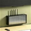 HEFJIAYCIQ Scatola Nascosta Per Router Wifi in Legno, Mobile Da Parete Wireless Con Ante Scorrevoli in Acrilico, Per Presa Multipla E Modem Dell'ufficio Domestico,Black 2,45.3x10x20cm