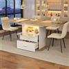 Huayz Tavolo da pranzo allungabile fino a 140 cm, per 4-6 persone, con illuminazione a LED e vano portaoggetti, controllo tramite app, per sala da pranzo, cucina, MDF, 110 x 140 x 80 x 75 cm (bianco)