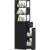 Hzuaneri Mobile da Bagno, 3 Ripiani Aperti, 40 x 20 x 140 cm, Nero | Cassetto con Rotelle, Mobiletto Bagno Salvaspazio, Unità Stretta Alto,per Bagnos, Soggiorno,BC32006W