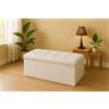 GX GARGIX Pouf, Panca Imbottita con Vano Contenitore Baule Trapuntato in Ecopelle VARI COLORI ELEGANTE (Les-1 Bianco)