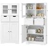 NovoLiving Armadietto da bagno con 4 ante e 2 cassetti, pannello in melamina double face, 15 mm, robusto, ripiani regolabili, mobile di archiviazione per bagno, soggiorno, sala da pranzo(Bianco,128CM)