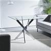 GAWYOEX Tavolo da pranzo quadrato in vetro, 80 x 80 x 75 cm, con gambe argentate, tavolo da cucina quadrato, tavolo trasparente, vetro temperato, per casa, sala da pranzo, soggiorno