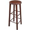 HOME FURNISCHING BUONOCORE Sgabello Sedia in Legno MASSELLO con Seduta Tonda in Tinta Noce Scuro Alto 80 CM da Terra HOME FURNISHING BUONOCORE