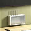 HEFJIAYCIQ Scatola Nascosta Per Router Wifi in Legno, Mobile Da Parete Wireless Con Ante Scorrevoli in Acrilico, Per Presa Multipla E Modem Dell'ufficio Domestico,White 1,36.9x10x20cm