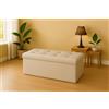GX GARGIX Pouf, Panca Imbottita con Vano Contenitore Baule Trapuntato in Ecopelle VARI COLORI ELEGANTE (Les-6 Beige)