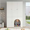 Merax Armadio a 3 ante per cameretta - Armadio per bambini piccolo con area integrata per animali domestici, armadio con barra appendiabiti, armadio per bambini amico degli animali domestici