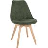 CLP Sedia da pranzo imbottita Linares, sedia da cucina con schienale e struttura in faggio, seduta con feltrini Colore:verde;Materiale:Cordone