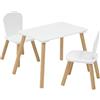 Atmosphera Set 1 Tavolo cm.58x38 + 2 Sedie Bambini Bianco e Legno