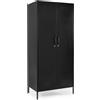Bizzotto Armadio 2 Ante Cambridge Colore Nero cm 50x80x h.185