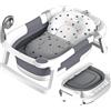 Rabb 1st Vaschetta Bagnetto Neonato Pieghevole, Vasca per Bambini Portatile con Tappetino Antiscivolo e Foro di Scarico,Nessun Termometro,Grigio