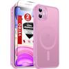 LeYi Cover Magnetica per iPhone 11 con Vetro Temperato,Compatibile con Magsafe Custodia per iPhone 11 Traslucida Opaca Anti-Impronte Resistente ai Graffi Paraurti in TPU Antiurto Protettiva Case, Rosa