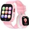 PTHTECHUS Smartwatch Bambini 4G con Videochiamata, GPS, SOS, Chat Vocale, IP68 Impermeabile, Modalità Classe, Contapassi, Sveglia, Camera, Orologio Smartwatch Regalo per Bambino e Bambina 4-12 Anni (Rosa-8A)