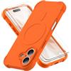ORETECH Magnetica Cover per iPhone 17 6,3"con [2 x Vetro Temperato],[Compatibile con Mag-Safe][Protezione Fotocamera Integrata] Custodia Ultra Sottile Silicone Anti-Graffio TPU Antiurto-Arancia