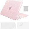 MOSISO Custodia Glitter Compatibile con MacBook Neo 13 pollici Cover Modello A3404 Versione 2026 con Chip A18 Pro, Case Rigida Anti-rottura&Copritastiera&Pellicola&Borsa Porta Oggetti, Rosa Pastello