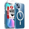 LeYi Cover Magnetica per iPhone 13/14 Trasparente, Compatibile con MagSafe Custodia con 2 Vetro Temperato, Protezione Fotocamera TPU Bumper Originale Antiurto Protettiva Case per Telefono iPhone 13/14
