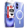 LeYi Cover Magnetica per iPhone 16 Trasparente Custodia con 2 Pezzi Vetro Temperato [Compatibile con MagSafe]Protezione Fotocamera TPU Bumper Antiurto Protettiva Originale Case per Telefono iPhone 16