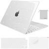 MOSISO Custodia Glitter Compatibile con MacBook Neo 13 pollici Cover Modello A3404 Versione 2026 con Chip A18 Pro, Case Rigida Anti-rottura&Copritastiera&Pellicola&Borsa Porta Oggetti, Trasparente