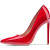 GENSHUO Scarpe Decolte Donna con Tacco a Spillo da 10 cm,Sexy Alto Tacco a Punta per Feste,Balli di Fine Anno,Matrimonio con Tacco a Spillo,Rosso,Taglia 38.5 EU