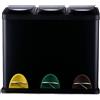 Relaxdays Cestino Relaxdays, 3 scomparti, 24 L, pedale, secchiello interno, separatore di rifiuti da cucina, L x P x A: 39,5 x 46 x 26,5 cm, ferro, nero