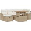 vidaXL Set Divano da Giardino con Cuscino 7 PCS Beige Poly Rattan, Set Divano da Giardino, Rattan Leggero, Resistente ai Raggi UV, Mobili Modulari, Seduta Versatile con Spazio di Riposo