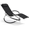 Arreditaly Poltrona Basculante Sdraio A Dondolo Da Giardino Con Poggiatesta Removibile In Textilene Traspirante Telaio In Metallo Ergonomica Relax Piscina Terrazzo Outdoor 73 x 150 x 93 Cm Nero