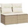 vidaXL Set Divano da Giardino 2 pz con Cuscini Beige Polyrattan Acacia